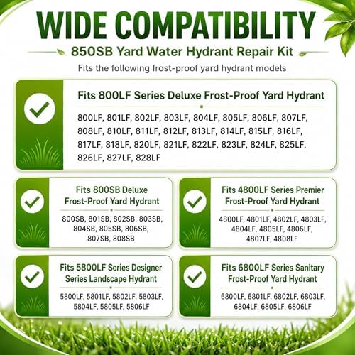 850SB Yard Hydrant Repair Kit Compatible with Simmons 800LF, 800SB, 4800LF, 5800LF, 6800LF Series, Replaces 850SB 9401324 & 8842 Plunger, 8-Piece Frost Proof Water Hydrant Parts Kit to Fix Leaks