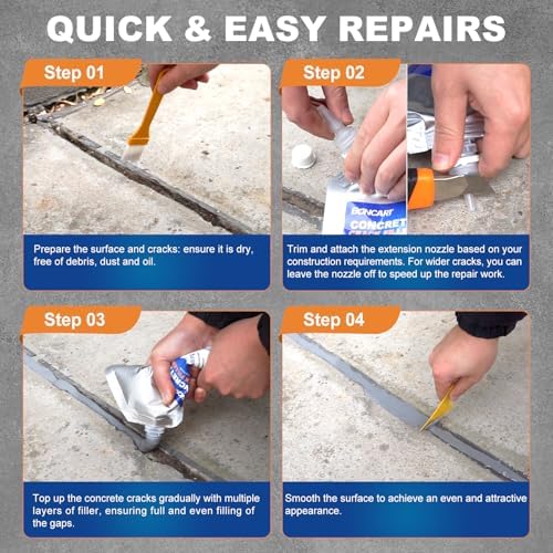 Concrete Crack Filler, Self-Leveling & Fast Drying, Waterproof, 39.57 Fl Oz