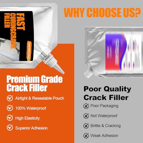 Concrete Crack Filler 4 PACK, Self-Leveling Cement Crack Repair, High Elasticity And Fast Drying, Waterproof Sealant for Driveway, Sidewalk, Patio, Concrete Joint, Indoor and Outdoor Use – Gray (76oz)