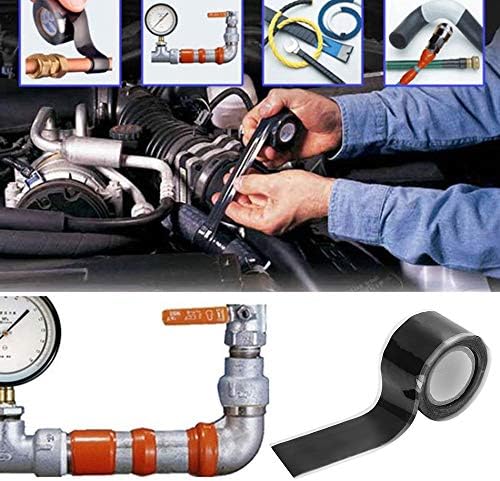 Self Fusing Silicone Tape 2.5cmx1.5m Waterproof Repair Tape for Air Hose Repair, PVC Pipe Repair, Leak Seal, Wire Insulation (Black)
