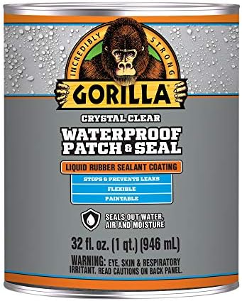 Gorilla Waterproof Patch & Seal Liquid Rubber Sealant, Crystal Clear, 32oz (Bulk Pack of 4)