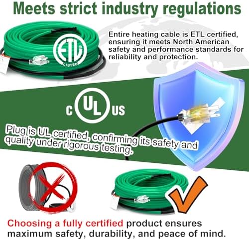 HEATIT Pipe Heating Cable 5W/ft, Self-Regulating, Roof Snow Deicing 10FT