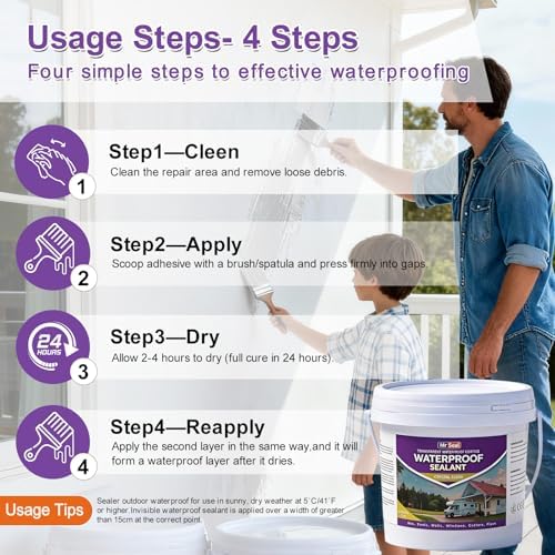 Clear Waterproof Sealant 70 OZ, Water-Based Transparent Coating