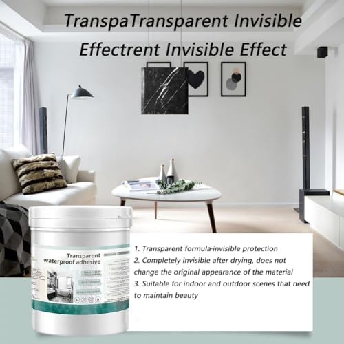 Transparent Waterproof Coating for Indoor & Outdoor, 5.29oz Waterproof Sealant Clear, Water-Based Invisible Leak Repair Glue for Roofs, Walls, Garden, Terraces, Cracks, Concrete, Wood (4PC)