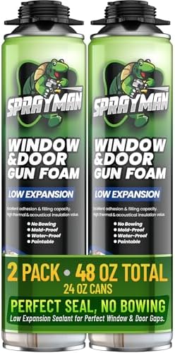 Sprayman Window & Door Expanding Spray Foam - (2x24oz) Low Expansion Polyurethane Spray Foam for Doors, Windows & Walls, Gun Use & Reuseable, Gun&Cleaner NOT Included - 2 Pack