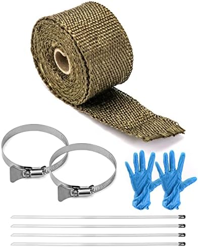 QWORK Fireproof Pipe Wrap, Pipe Insulation Webbing Anti-Scald Chimney Ribbon Furnace Flue Protector with 2 Clips