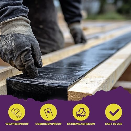 ATack Joist Tape for Decking 2 Inch x 50ft Waterproof, Non-Shrinking Deck Joist Tape 2 Inch - High Tack Butyl Flashing Sealant for Year-Round Protection on Wood, Metal, Composite, Roof Beams