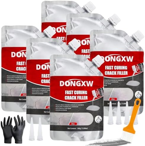 Concrete Crack Filler and Sealant Self-Leveling, 6Pcs High Elasticity Cement Crack Repair, Waterproof Concrete Caulking Glue for Driveways, Gray Caulking Adhesive Repair