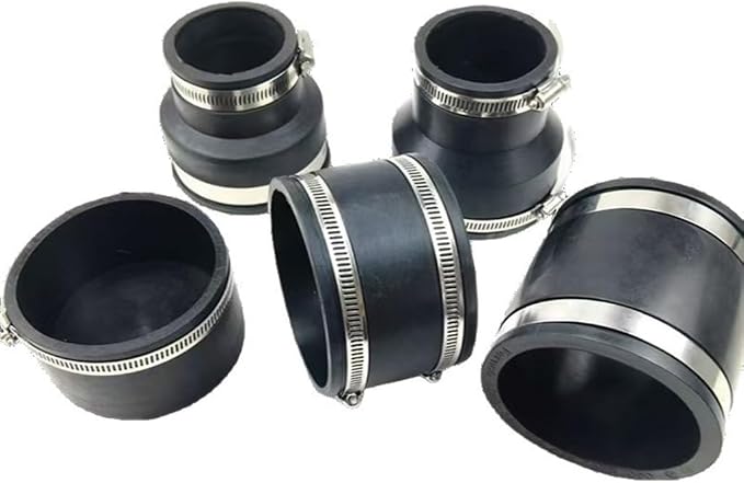 Rubber Sleeve Pipe Coupling Hose Clamps 2 Pack with Steel Band Fasteners for Drain Pipe Repair and Utility Line Maintenance