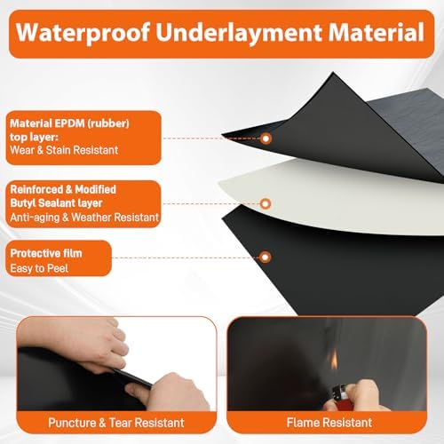 51 Mil EPDM Rubber Roofing Rolls - 39" x 16ft Self Adhesive Roof Membrane