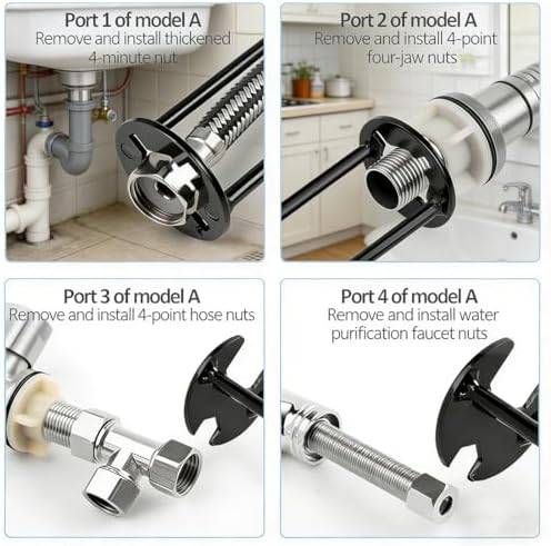 Plumbing Repair Wrench, 2 PCS Multifunctional Sink Wrench Tool with Four-Jaw Hex Design, Under Sink Wrench Faucet Tool, Plumbing Wrench for Kitchen Bathroom Faucet Installation and Repair (A-B)
