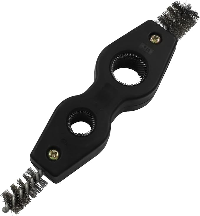 Hordion 4-in-1 Copper Pipe Cleaner, 1/2" & 3/4" Deburring Brush (Black) | Inner & Outer Thread Cleaner Tool, Copper Cleaning Brush for Brazing Plumbing Soldering