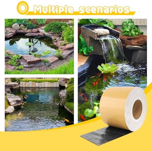 ATROPOS Pond Liner Seam Tape, 4" x 32' Self Adhesive Double Sided Butyl Adhesive Tape for EPDM Pond Liner, Waterproof Patch Repair Tape