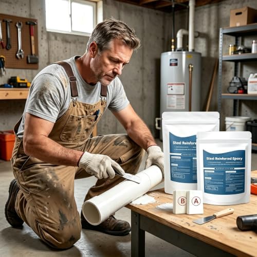 Steel Reinforced Epoxy Putty, Strong Clay Iron Adhesive, Epoxy Putty for Wood, High-Strength Multi-Purpose Repair Putty, Steel Epoxy Putty Filler for Metal, Plastic, Ceramic, PVC Pipe (2Pcs)
