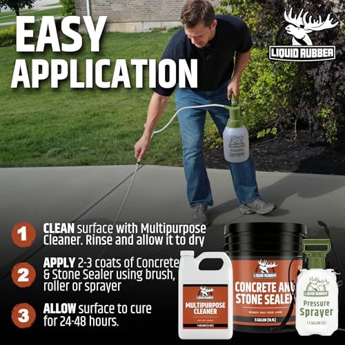 Liquid Rubber Concrete & Stone Sealer, Clear, Waterproof, Satin, 1 Gallon