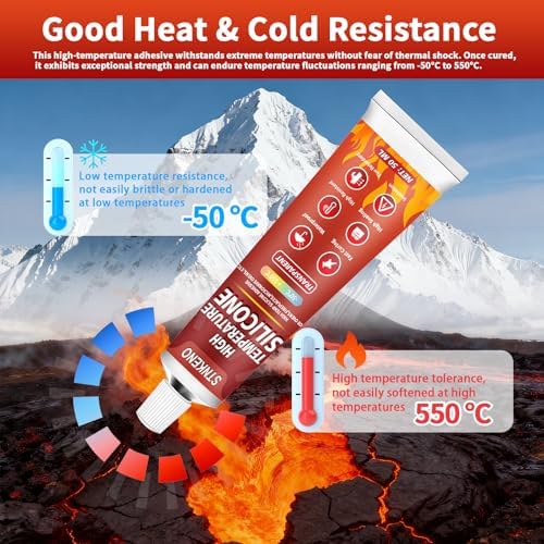 High Temp Silicone Sealant, 3.53 Oz High Temperature Adhesive