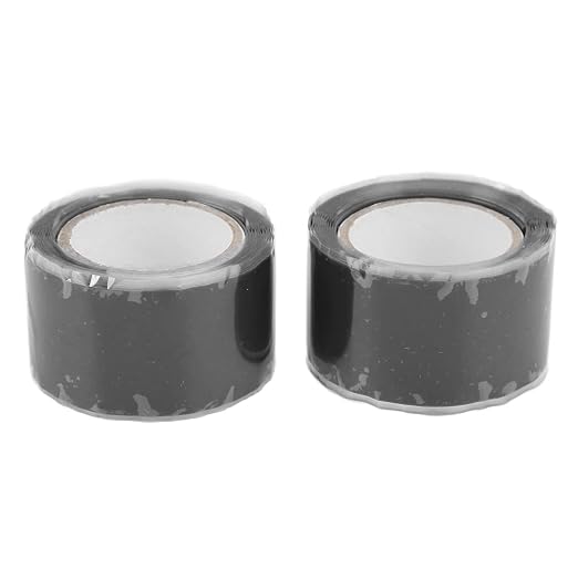 Walfront Self Fusing Silicone Tape, Silicone Repair Tape 2 Pack 1.5m X 2.5cm, Pipe and Hose Wrap, 76 to 500°F Heat Resistance, for Plumbing Emergency Leak Repair (Black)