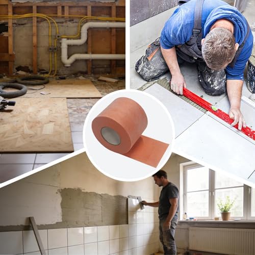 2 Roll Waterproofing Membrane, 5Inch X 98.4Ft 20Mils Thick Waterproof Membrane for Shower Polyethylene Fabric Tile Underlayment Seam Tape for Tile Wall Floors, Sauna Steam Room