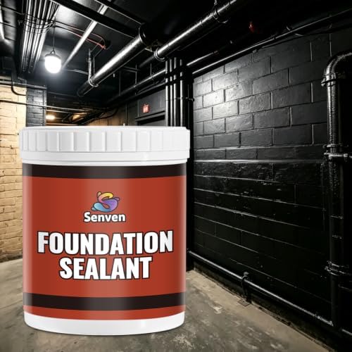 SENVEN Foundation Sealant, 35oz Rubber Silicone Waterproof Sealant Basement and Foundation Sealant, Black, Waterproof Concrete Sealer & Crack Filler - Flexible Waterproof Coating Indoor Outdoor