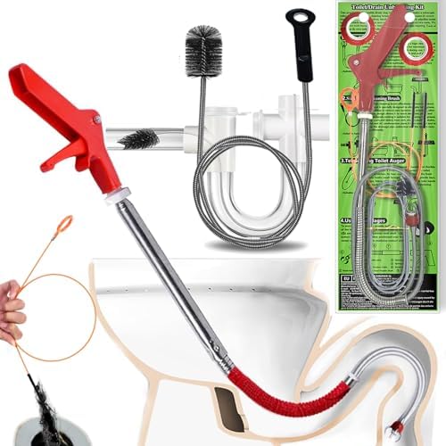 Drain Snake Toilet Auger AC Drain Line Cleaning brush Hair Clog Remover Tools Drain opener set for Men/Women Perfect Option Types of clog for Toilet,Kitchen Sink,Bathroom Sewer Various Projects