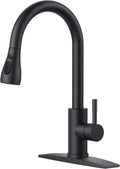 FORIOUS Black Kitchen Faucet with Pull Down Sprayer, Stainless Steel