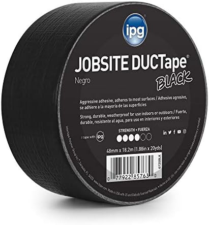 IPG JobSite DUCTape, Colored Duct Tape, 1.88" x 20 yd, Black (Single Roll)