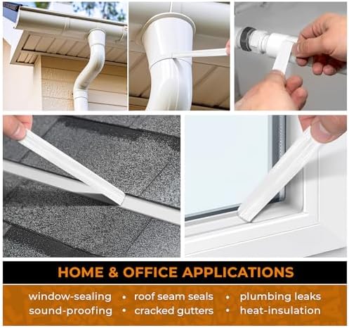 VViViD Premium Butyl Sealant Tape, Durable Rubber Sealer, Waterproof, Weatherproof, Noise & Vibration Reduction, White 1” Thick (37ft)