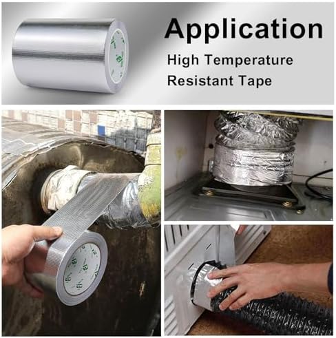 BOMEI PACK Adhesive Aluminum Foil Heat Shield Tape 1 Pack 6inch x 66ft,Barrier Fiberglass Thermal Insulation Reflective Material High Temp Protectionn