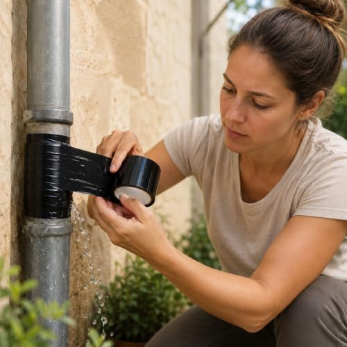 Self Silicone Tape for Emergency Pipe Hose Leak Electrical Insulation & Hole Sealing Strong Rubber Sealant Wrap for Indoor Outdoor Applications (Black, One Size)