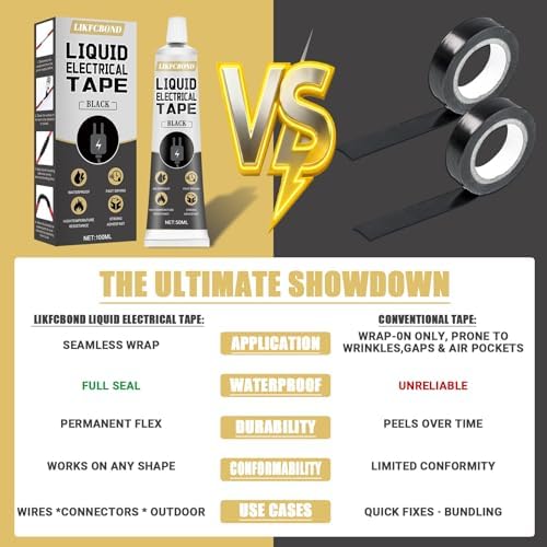 Liquid Electrical Tape Set, 100ml Insulating Wire Glue (Black) | Liquid Rubber, Waterproof Wire Adhesive Kit for Cable, Plug, Equipment, Cord