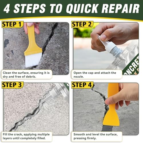 Concrete Crack Filler, Waterproof Cement Crack Filler, High Elasticity Self Leveling Crack Sealant, Concrete Caulk, Suitable for Driveway, Walkway, Patio, Joint, Indoor/Outdoor Use
