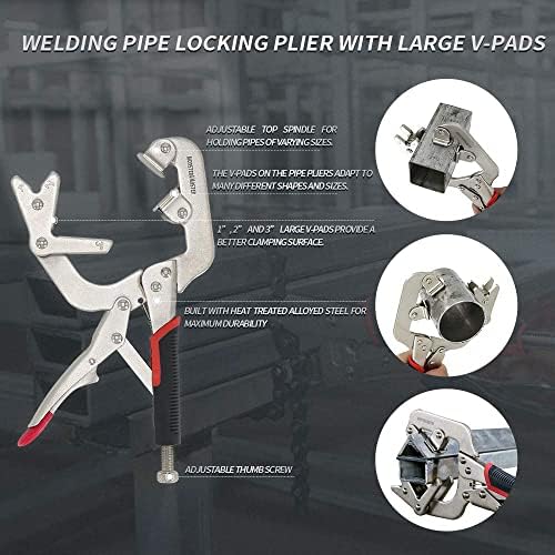 Monster & Master Welding Pipe Plier Clamps, 10" C-Clamp Locking with V-Pads
