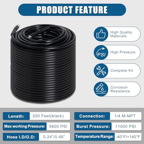200FT Sewer Jetter Kit for Pressure Washer 5800PSI Drain Cleaner