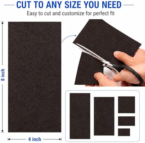 2PCS 8×4 Inch PU Leather Patch for Car Seat Repair, Self-Adhesive Leather Repair Patch Tape for Vinyl Leather Upholstery, Car Seat Furniture Repair Kit (Light Coffee)
