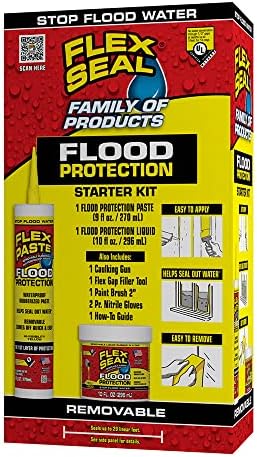Flex Seal Flood Protection Starter Kit, Waterproof, Removable, Use on Windows, Doors, Garage Doors, Seams, Casings,Thresholds, Conduits, Vents, Ducts, and More