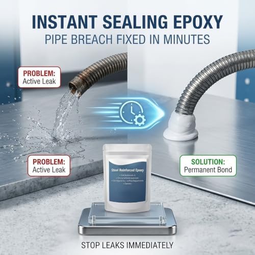 Steel Reinforced Epoxy Putty,Metal Repair Putty for Filling Cracks and Holes,Waterproof Heat-Resistant Epoxy Putty Repair Kit for Pipe Metal,Wood,Ceramic,Tile,Plastic(D)