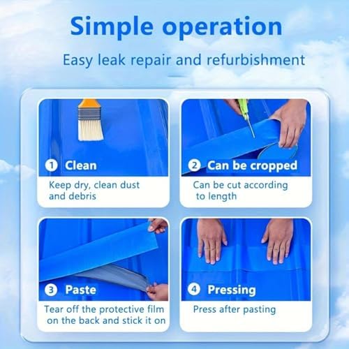 Waterproof Sealant Tape Self Adhesive Rubberized Asphalt Tape for RV Roof Metal Roof Corrugated Roof Leak Repair UV Resistant Heavy Duty Waterproofing Membrane(Blue, 19.68in*196.85in)