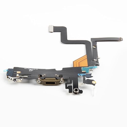for iPhone 14 Pro Lightning Charging Port Replacement (Gold) USB Dock Connector Flex Cable Assembly with Waterproof Tape Tool Kit A2890 A2650 A2889 A2892