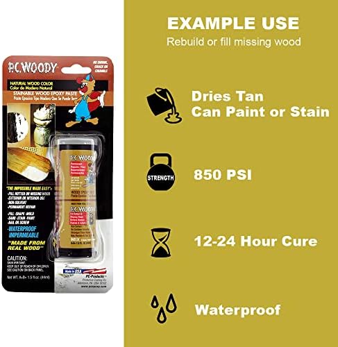 PC Products PC-Woody Wood Repair Epoxy Paste, Two-Part 96 oz in Two Cans, Tan 128336