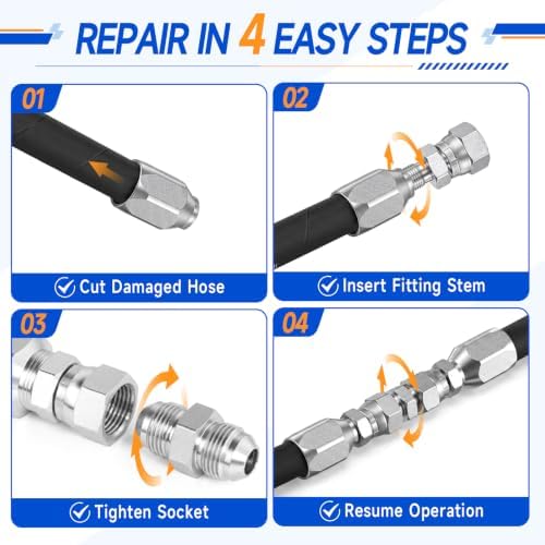 3/8" Hydraulic Hose Repair Kit, Compatible with 2-wire R2/r16/r17 Hoses