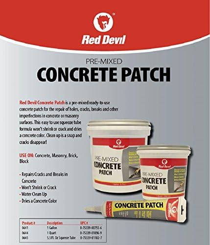 Red Devil 0641 Pre-Mixed Concrete Patch, 1 Gallon, Pack of 2, Gray, Made in USA