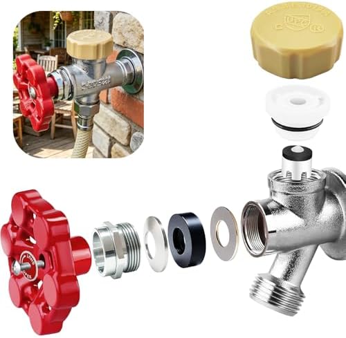 Universal Outdoor Faucet Repair Kit, Anti-Siphon Frostproof Faucet Valve Hose Faucet Fitting Repair Kit for VACVBKX1B Vacuum Breaker, Metal Handle