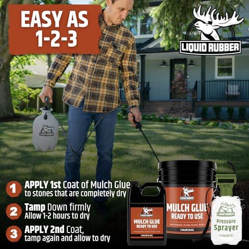 Liquid Rubber Pre-Mixed Mulch Glue for Landscaping, Gardens, Pack of 4 x 1G