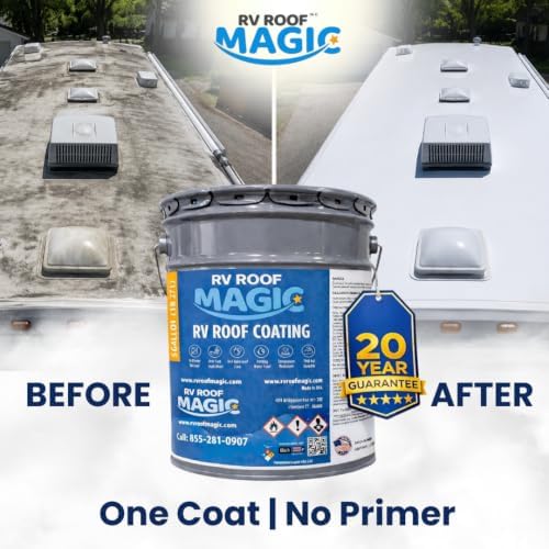 Best RV Roof Sealant for RV Roof Repair – Protects Your Roof from Water Leaks | One Coat Application, No Primer Needed | UV Resistant | 5 Gallon Pail |Covers 250 Sq. Ft.