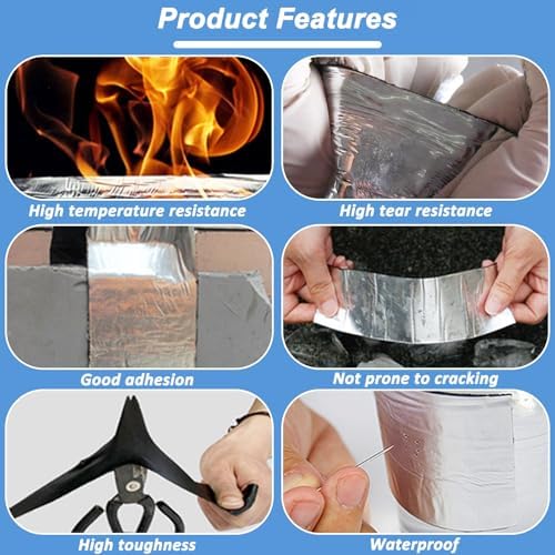 10-100cm Wide Asphalt Waterproof Repair Tape Membrane, Bitumen Roof Roofing Shingles Repair Sealant Tape Protector Underlayment Self-Adhesive Aluminum Flashing Roll for Leaks(1x15 m/3.3x49.2 ft)