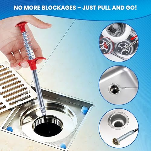 Drain Snake 79 Inch, Flexible Grabber Claw Hair Drain Clog Remover Tool