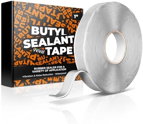 VViViD Premium Butyl Sealant Tape, Durable Rubber Sealer, Waterproof, Weatherproof, Noise & Vibration Reduction, White 1” Thick (37ft)
