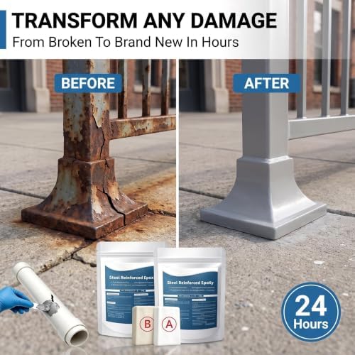 Steel Reinforced Epoxy Putty, Strong Clay Iron Adhesive, Epoxy Putty for Wood, High-Strength Multi-Purpose Repair Putty, Steel Epoxy Putty Filler for Metal, Plastic, Ceramic, PVC Pipe (2Pcs)