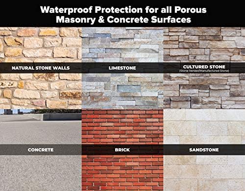 MasonryDefender All Purpose Brick Stone & Concrete Sealer - Transparent Penetrating Waterproof Coating for Outdoor Masonry Surfaces - 2.5 Gallon