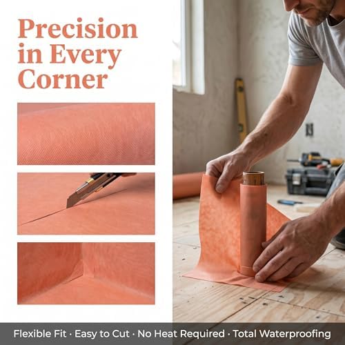 Waterproof Membrane for Shower 5" x 100 ft | 20Mils Thickness Waterproofing Membrane | Ideal for Shower, Tile Flooring, Sauna Bathroom Walls, Tile Underlayment